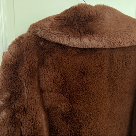Mango Lapels Faux Fur Brown Tobacco Coat - Picture 15 of 16